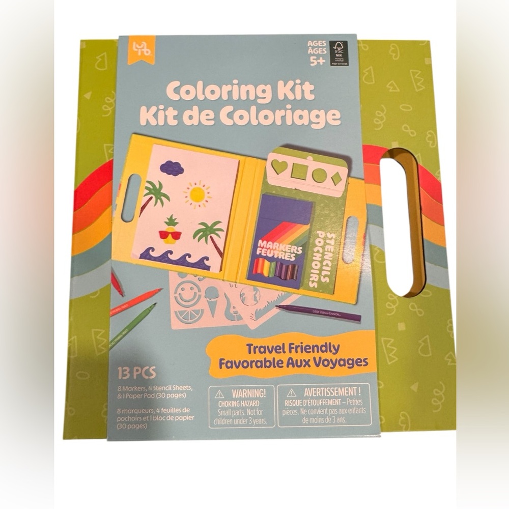Travel-Friendly Coloring Kit - Pastel Yellow & Blue